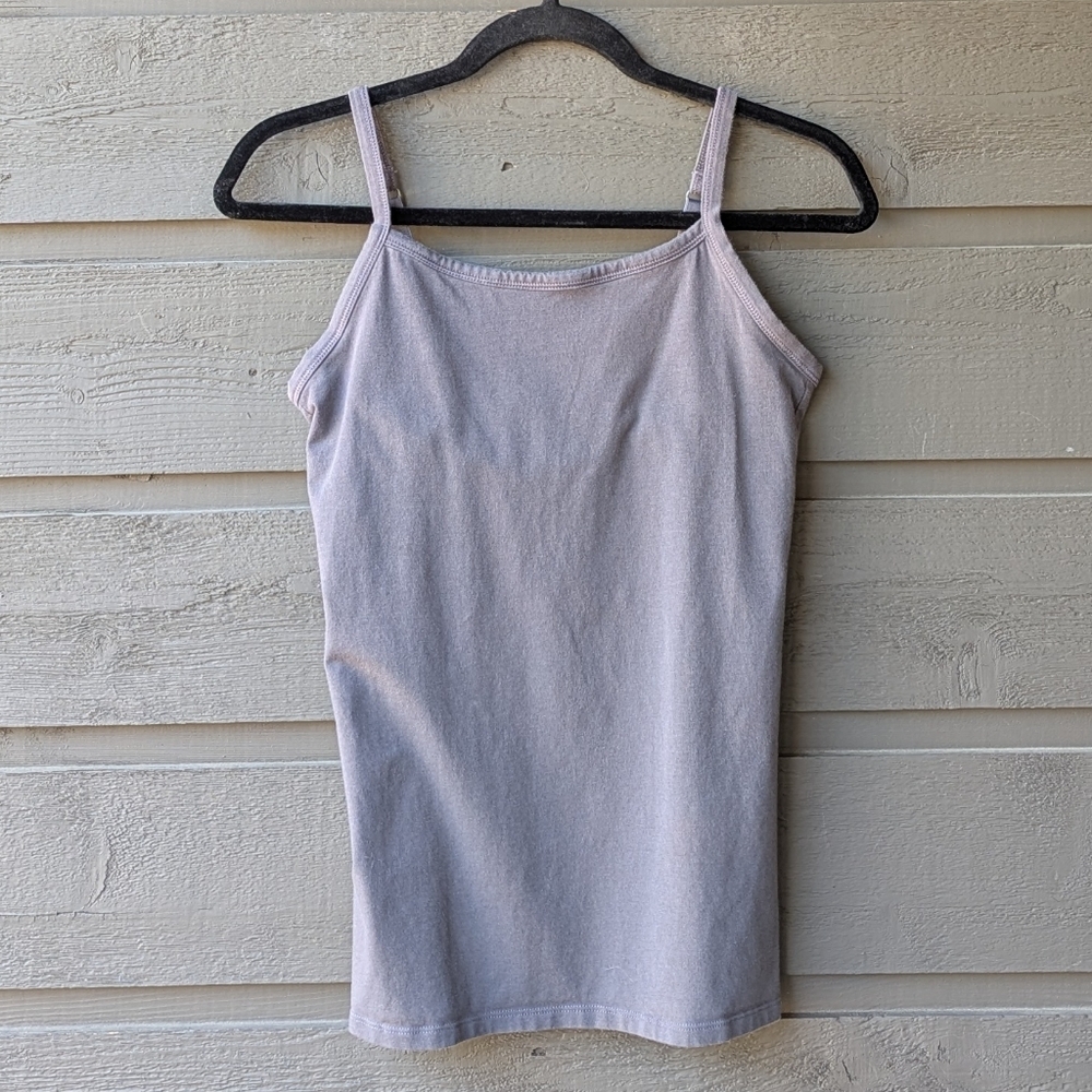 Duluth Gray Shelf Bra Camisole Tank Top Adjustable Straps Stretch Cotton Small